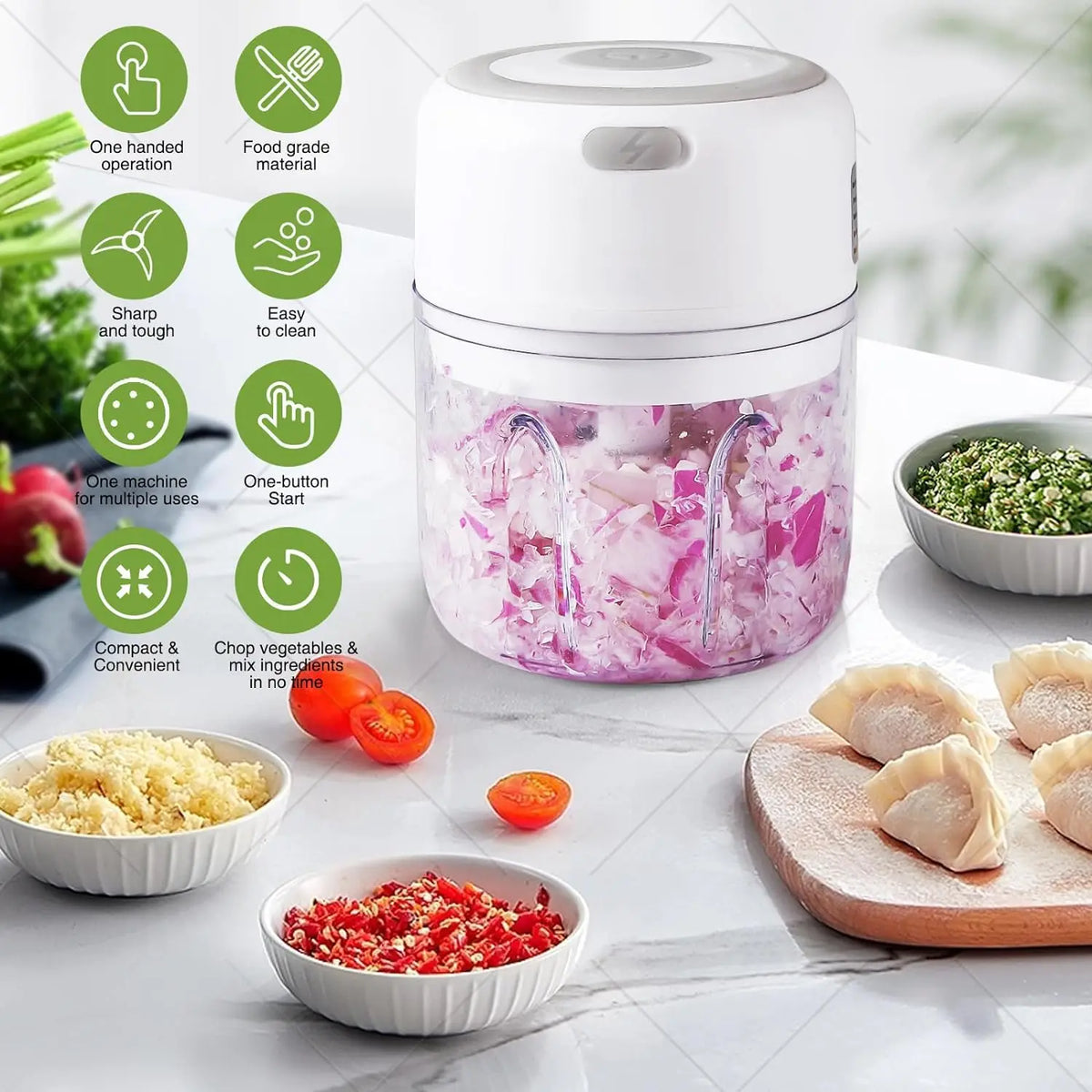 Portable Mini Wireless Electric Food Chopper
