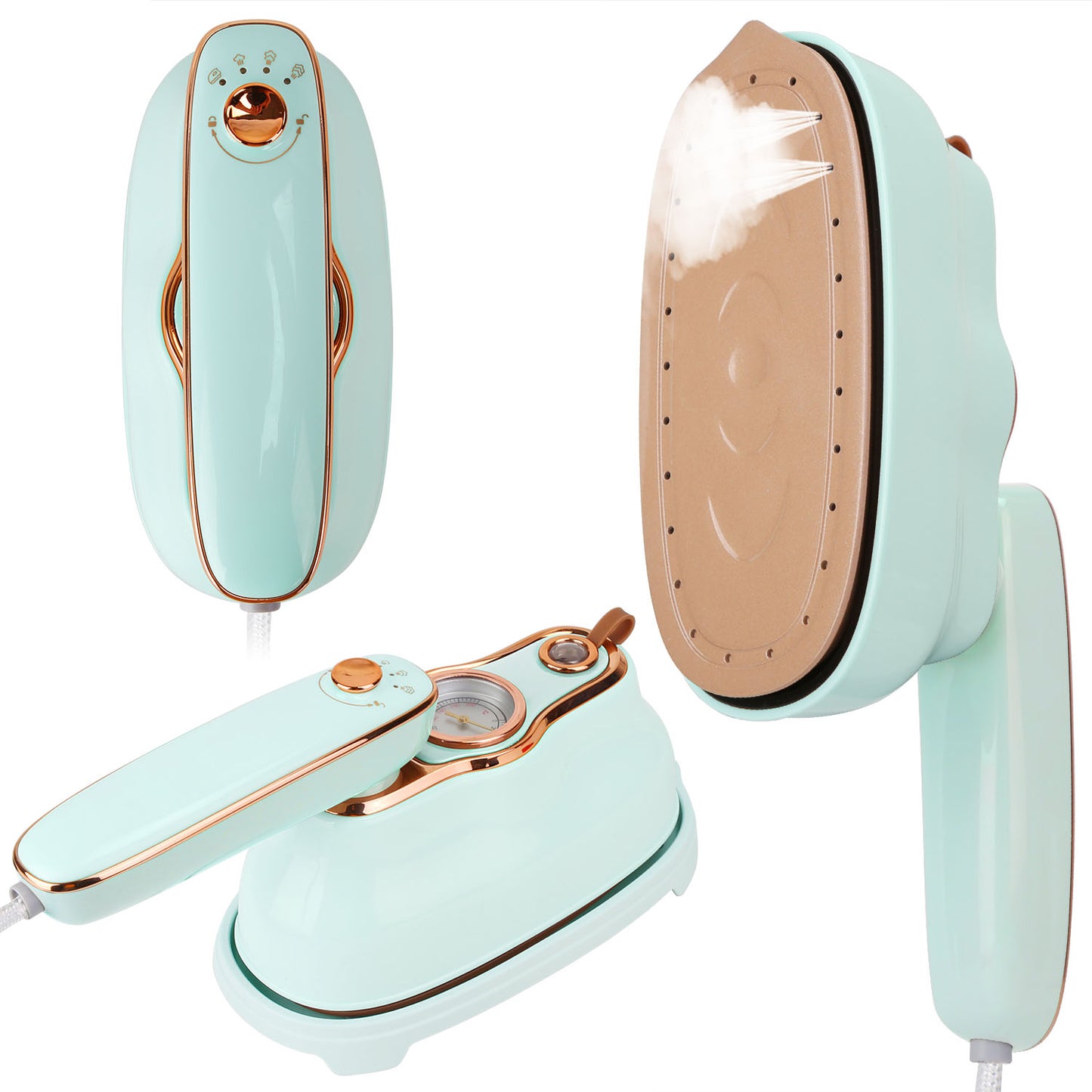 1Pc 1200W Foldable Handheld Clothes Iron Steamer with Wet Dry Ironing Mode Portable Garment Steamer Travel Clothing Wrinkles Remover with Temperature Display