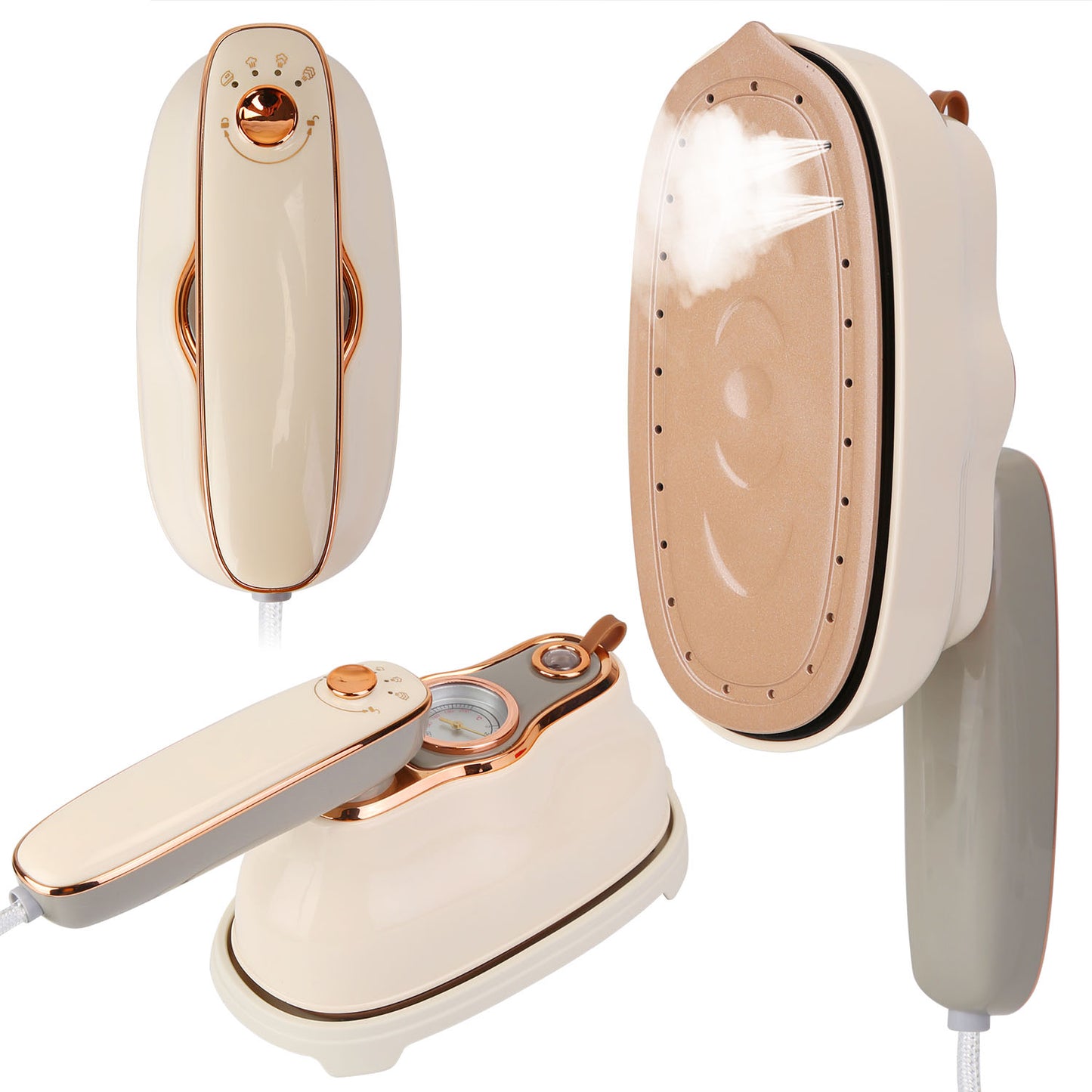 1Pc 1200W Foldable Handheld Clothes Iron Steamer with Wet Dry Ironing Mode Portable Garment Steamer Travel Clothing Wrinkles Remover with Temperature Display